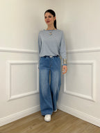 Jeans con Vita Elastica 9337 Azzurro