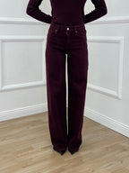 Jeans Wide Leg H3873-5 Burgundy