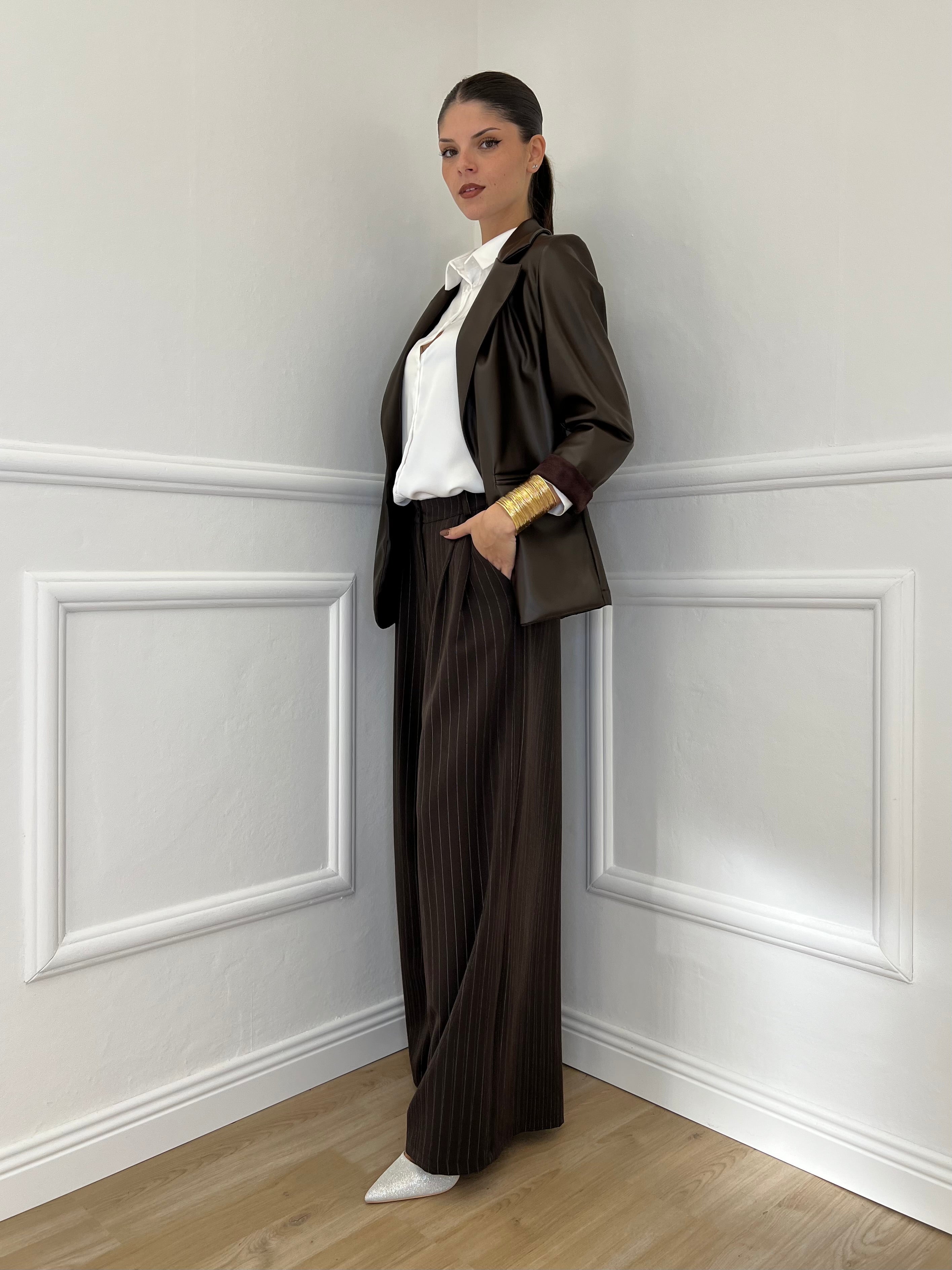 Faux Leather Jacket 25330 Brown