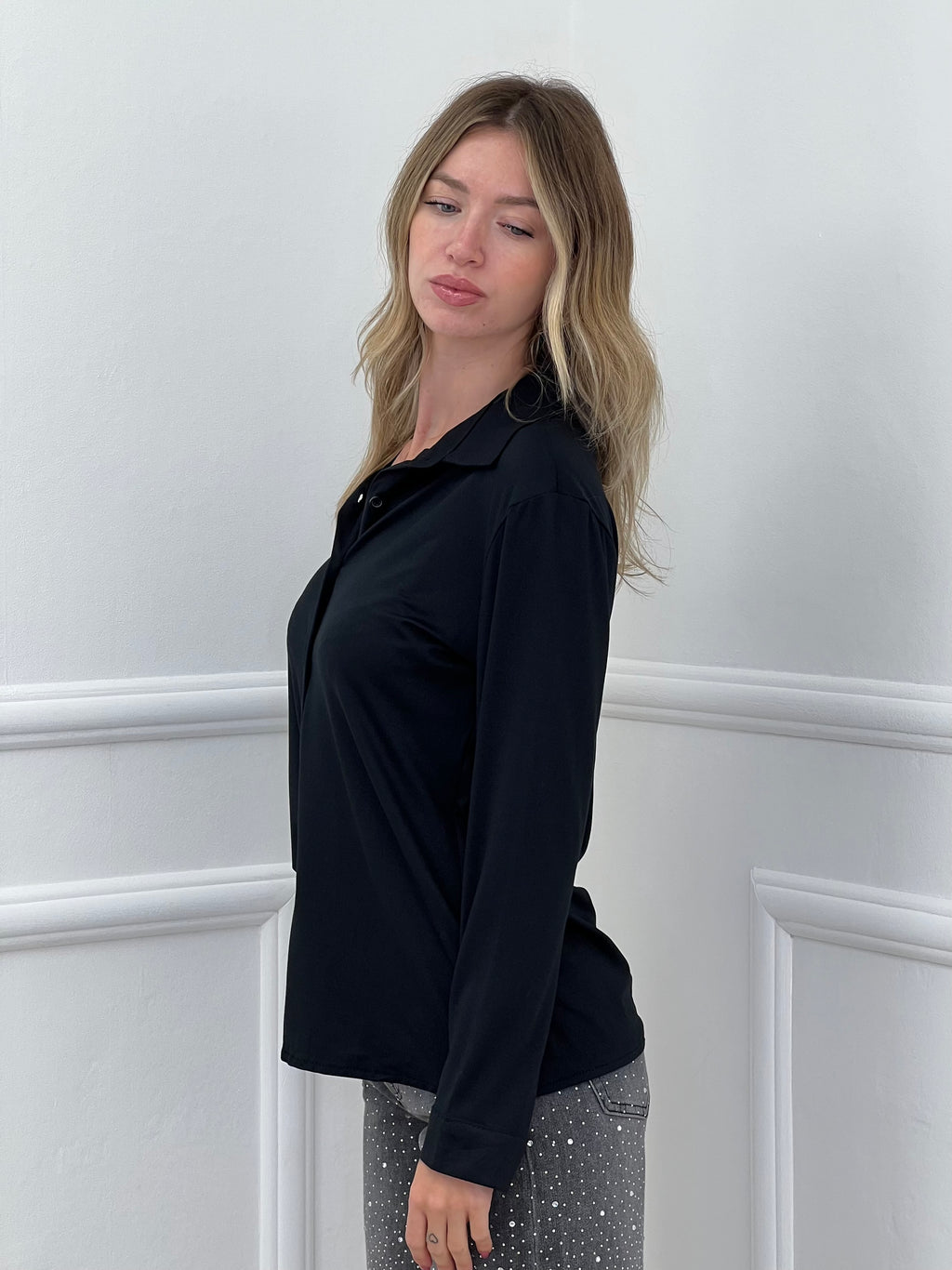 Camicia In Jersey 23001 Nero