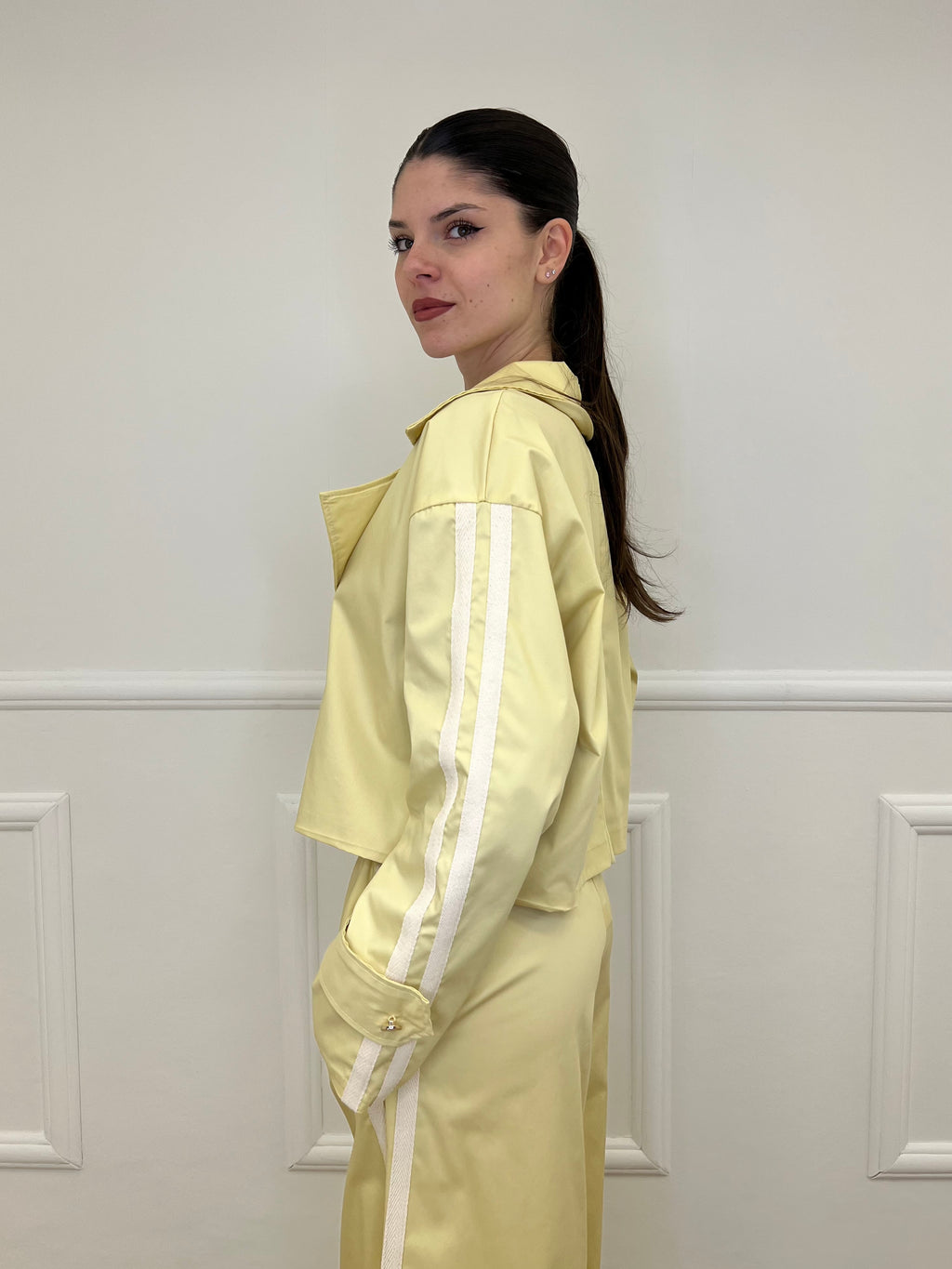 Trench Crop Doppiopetto Bande 7803 Giallo