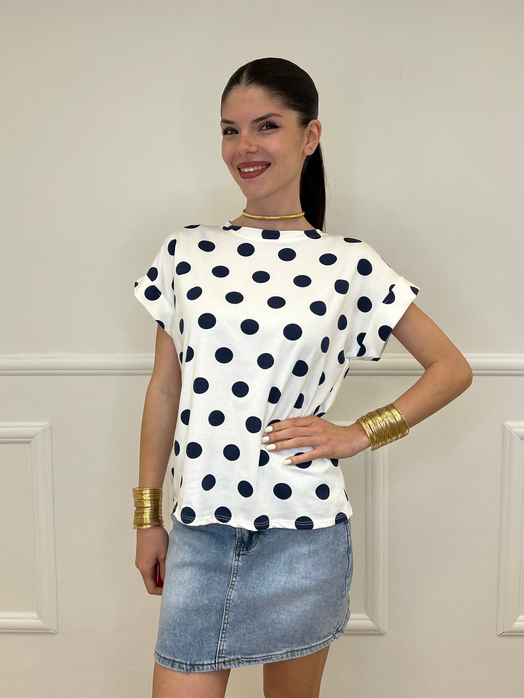 Maglia Over Pois A4305 Blu