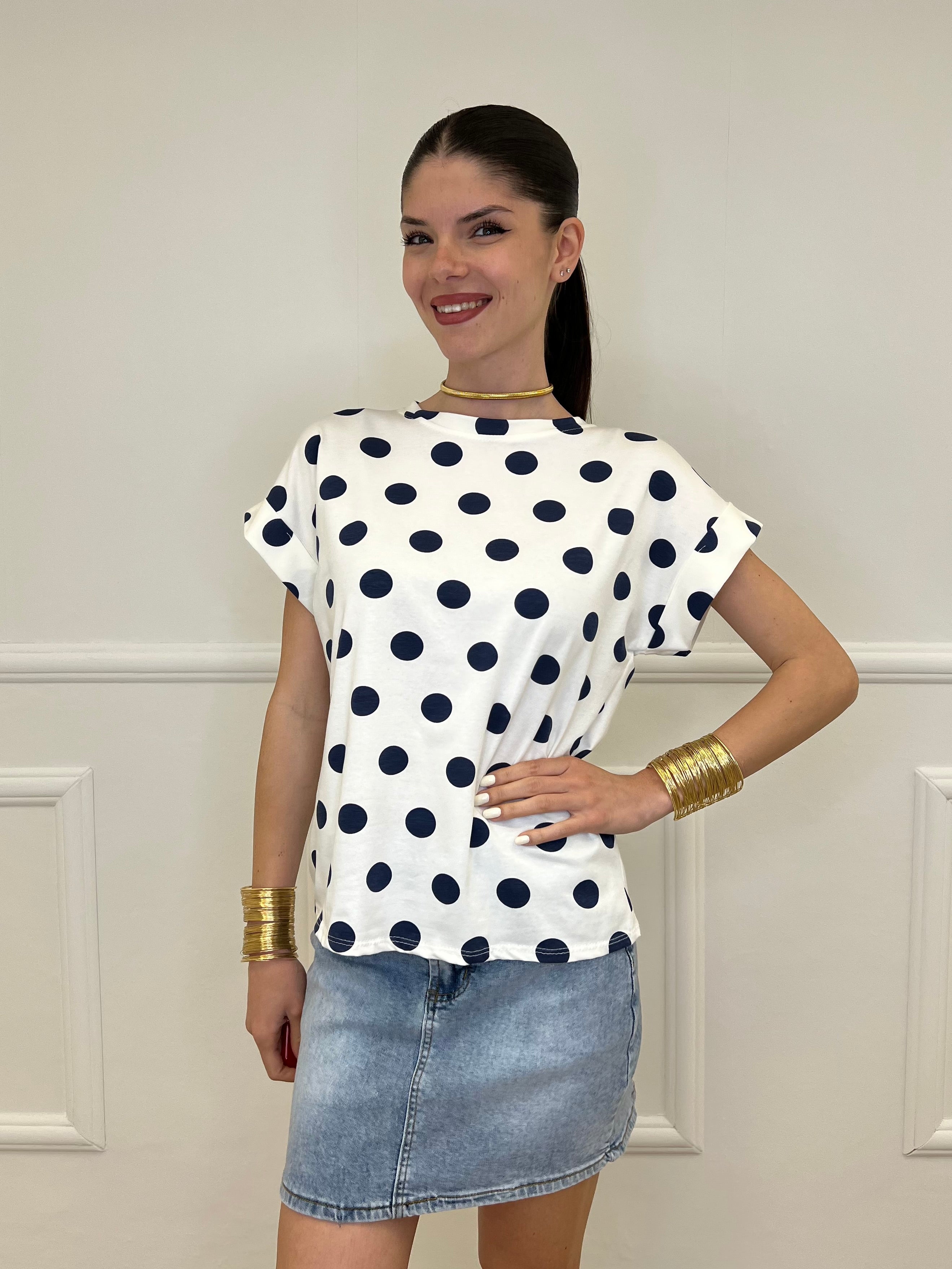 Maglia Over Pois A4305 Blu
