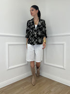 Blazer Ricamato in Lino e Viscosa 11353 Nero