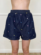 Completo Denim Shorts Ricami 2517 Blue Black