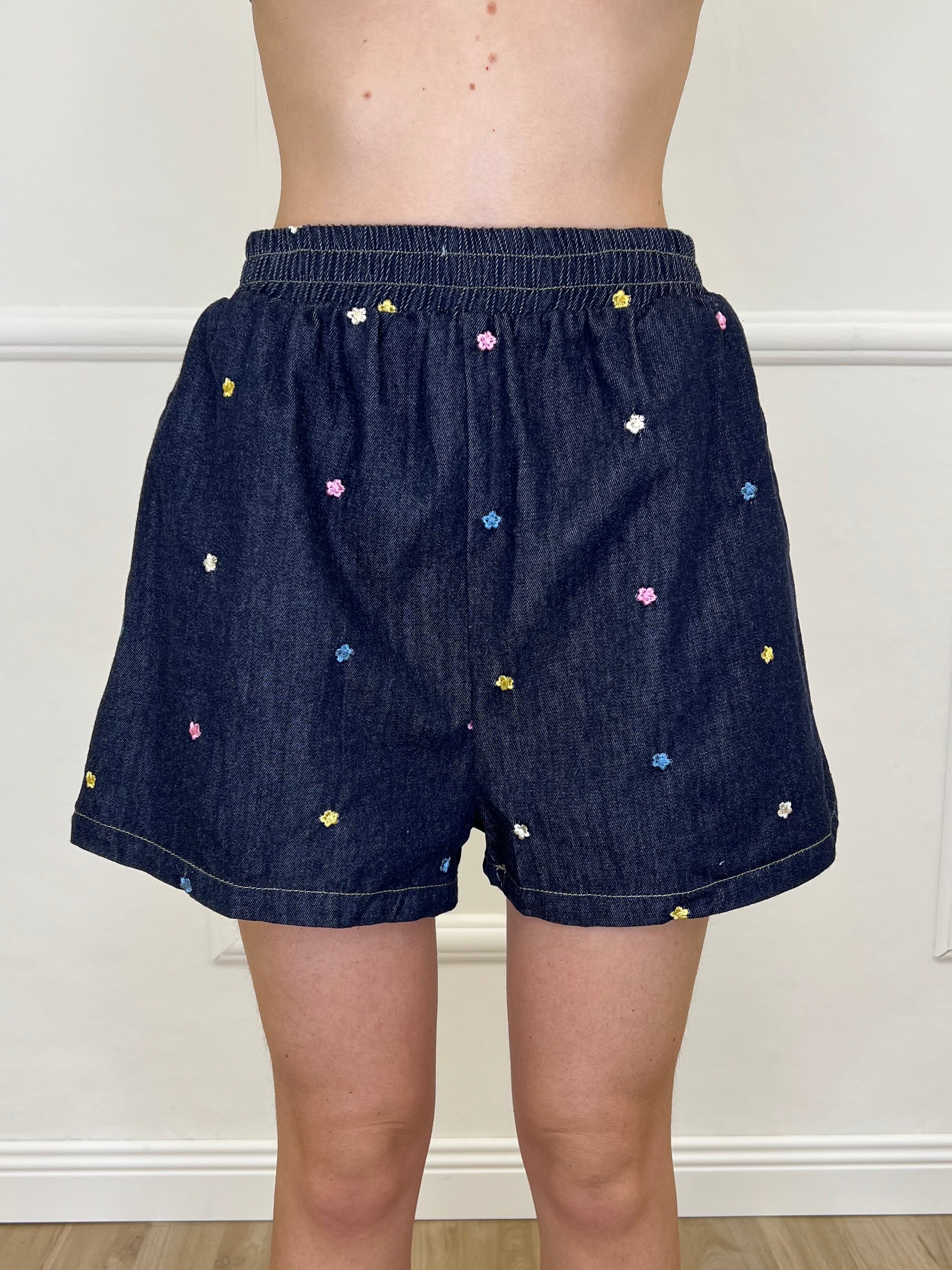 Completo Denim Shorts Ricami 2517 Blue Black