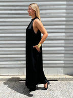 Abito Halter In Raso 9382 Nero
