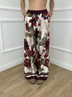 Completo Satin Pantalone Fantasia 17397 Burgundy