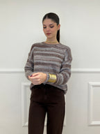 Maglia Girocollo Multicolor 25205 Marrone