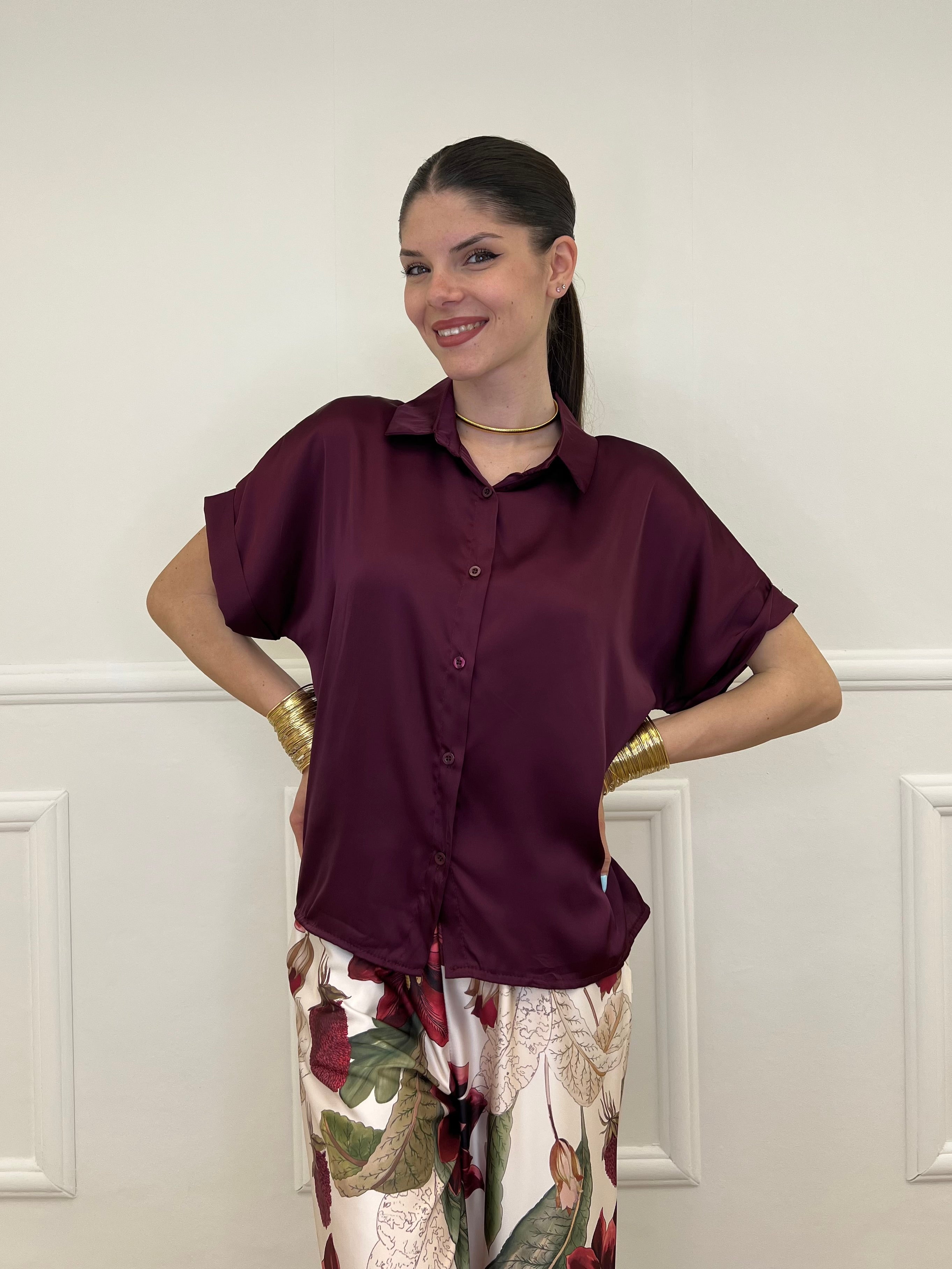 Completo Satin Pantalone Fantasia 17397 Burgundy
