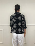 Blazer Ricamato in Lino e Viscosa 11353 Nero