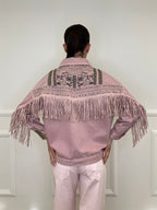 Giacca Denim con Frange e Ricami 9597 Rosa