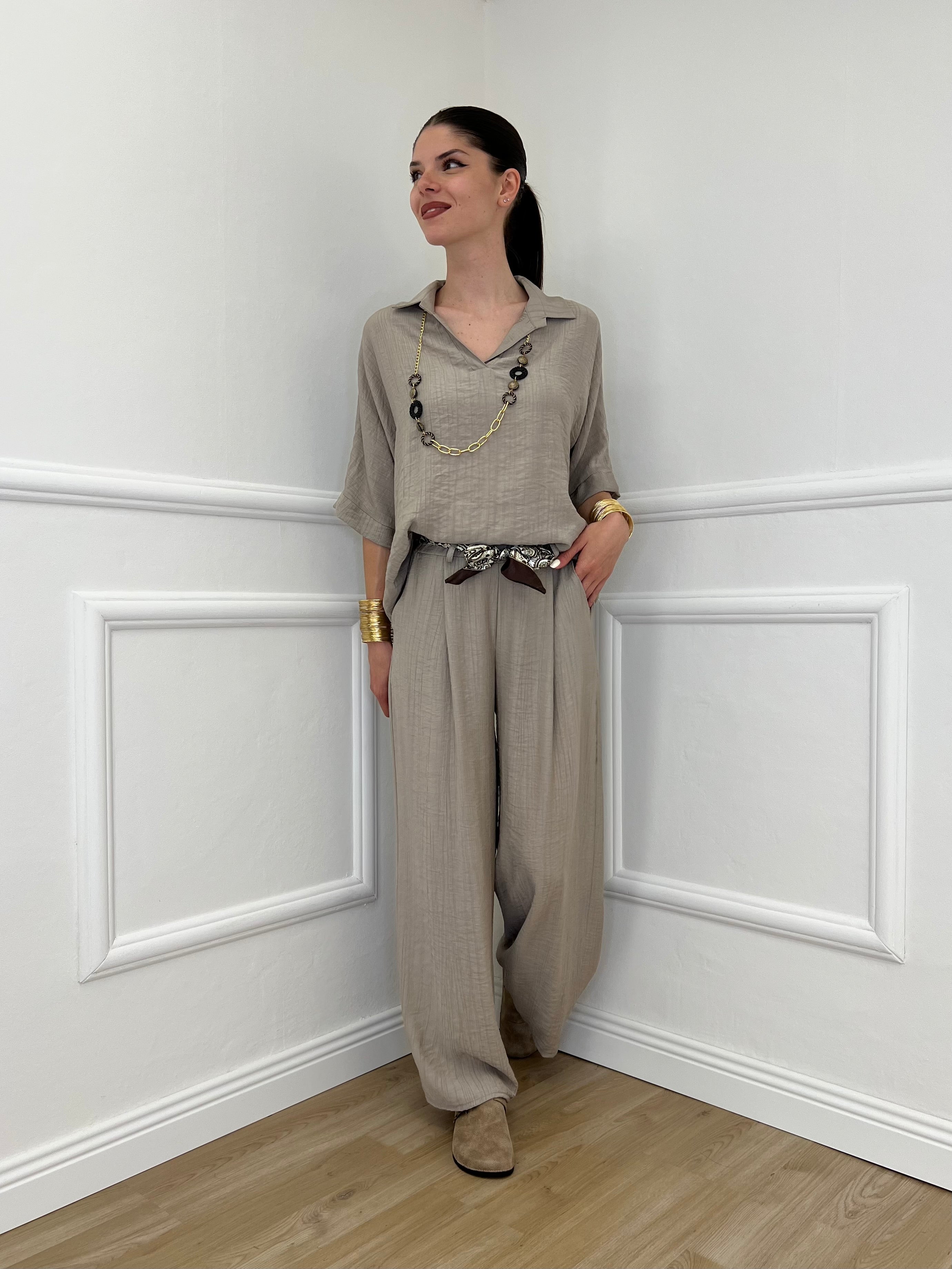 Camicia Fluida Strop 26081 Taupe