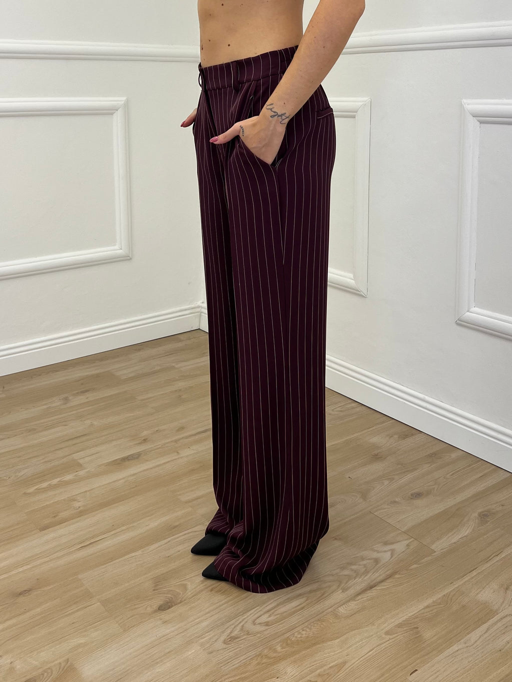Tailleur Gessato Monopetto 83459 Burgundy
