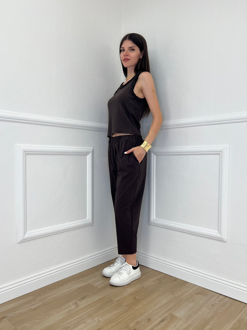 Pantalone Regular Bengalina 9230 Marrone