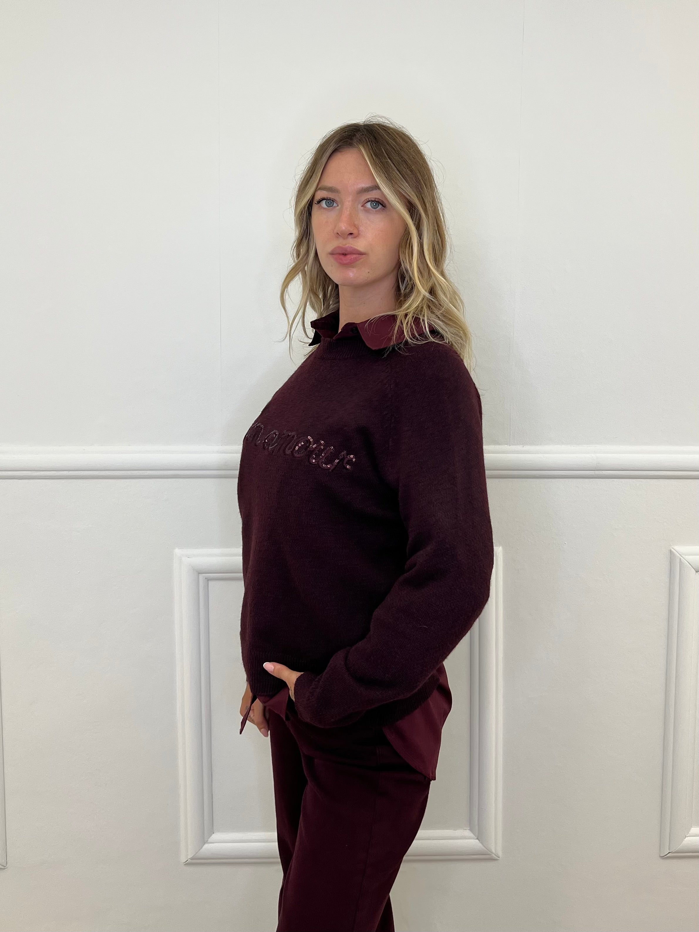 Pullover Mon Amour NZ5583 Burgundy