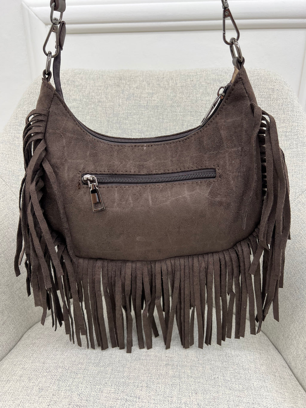Borsa Hobo Scamosciata Frange 90677