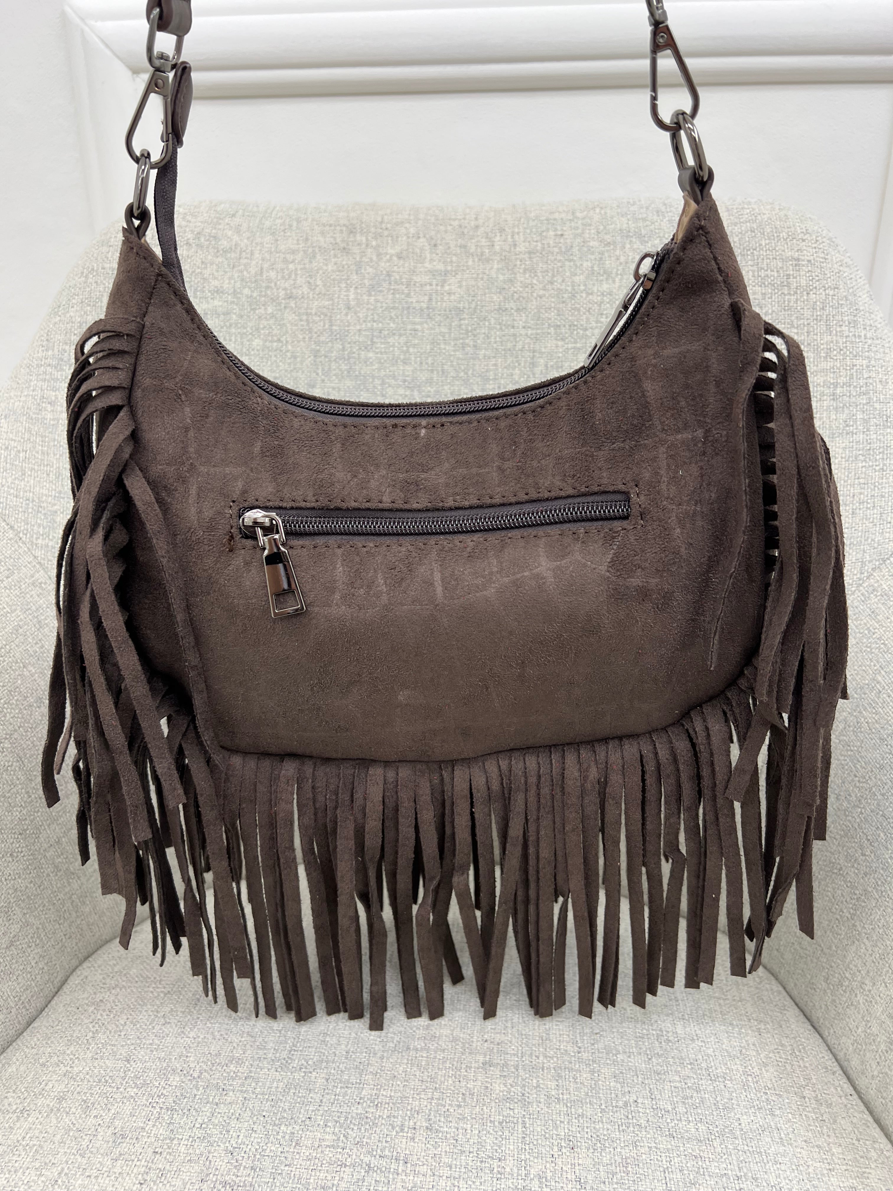 Borsa Hobo Scamosciata Frange 90677