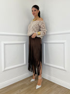 Gonna Viscosa Frange 5307 Moro