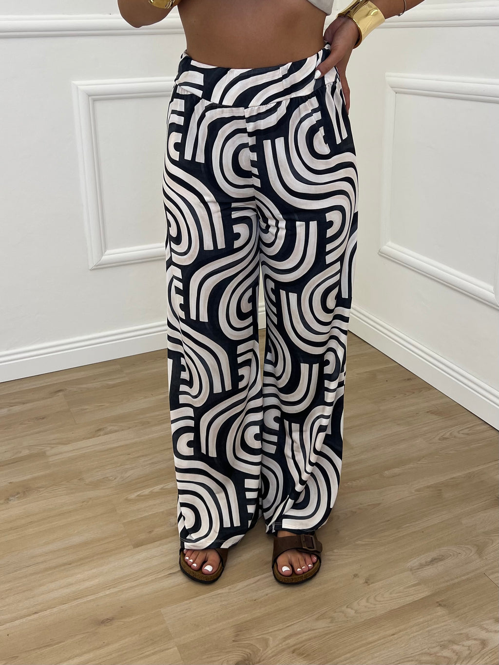 Pantalone Jersey Geometrico 9078 Nero