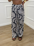 Pantalone Jersey Geometrico 9078 Nero
