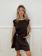 Maglia Con Pizzo e Nodo 8388 Marrone