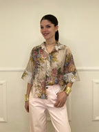 Camicia Tencel Crop Fiori 4099 Rosa