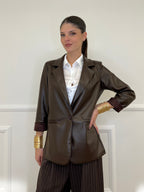 Faux Leather Jacket 25330 Brown