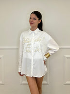 Maxi Camicia con Perle K880 Bianco