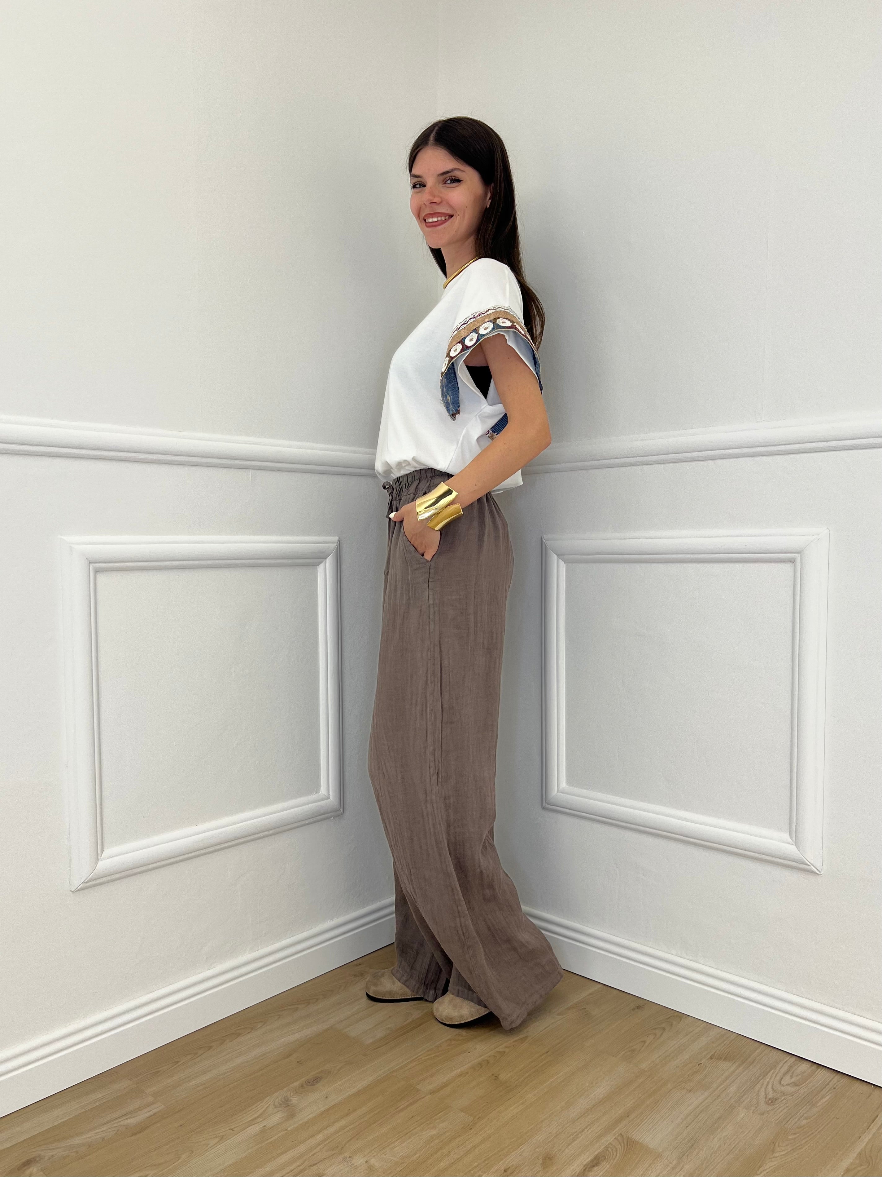 Pantalone Palazzo Lino I586 Fango