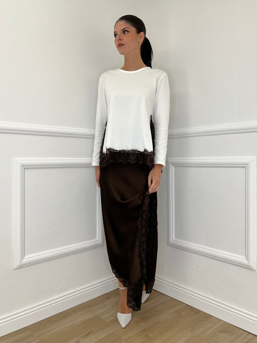 Gonna Asimmetrica Pizzo 2722 Moro