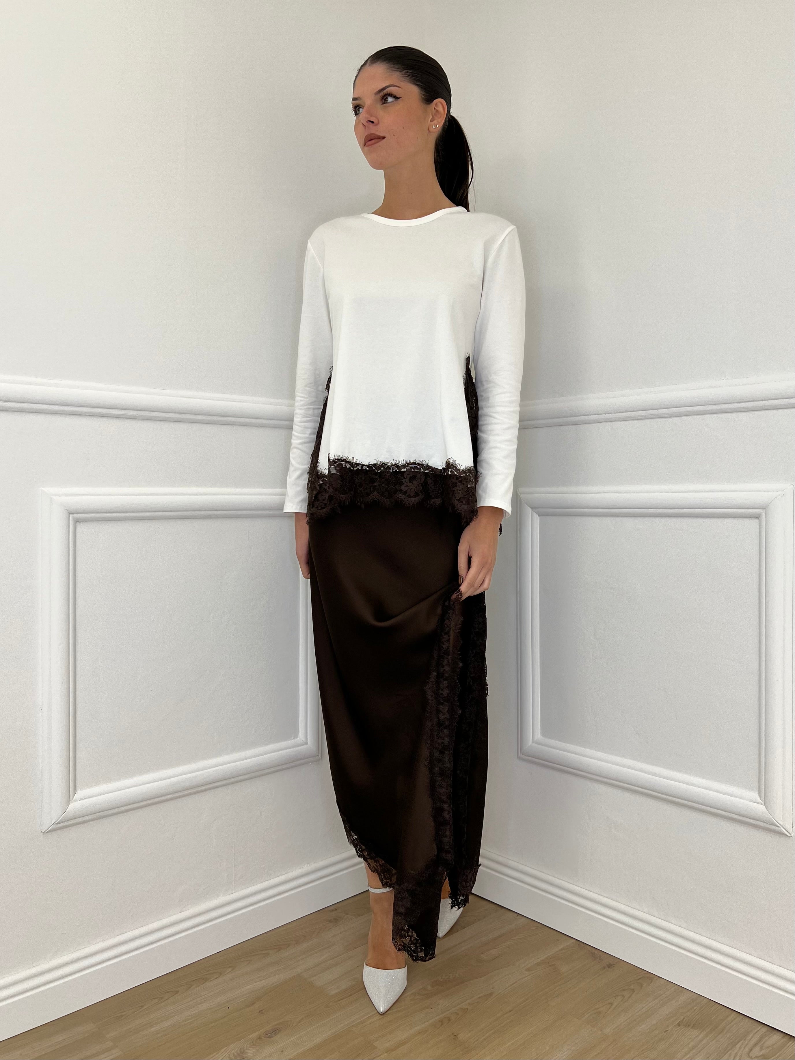 Gonna Asimmetrica Pizzo 2722 Moro