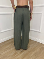 Pantalone Lino Cintura 22525 Verde