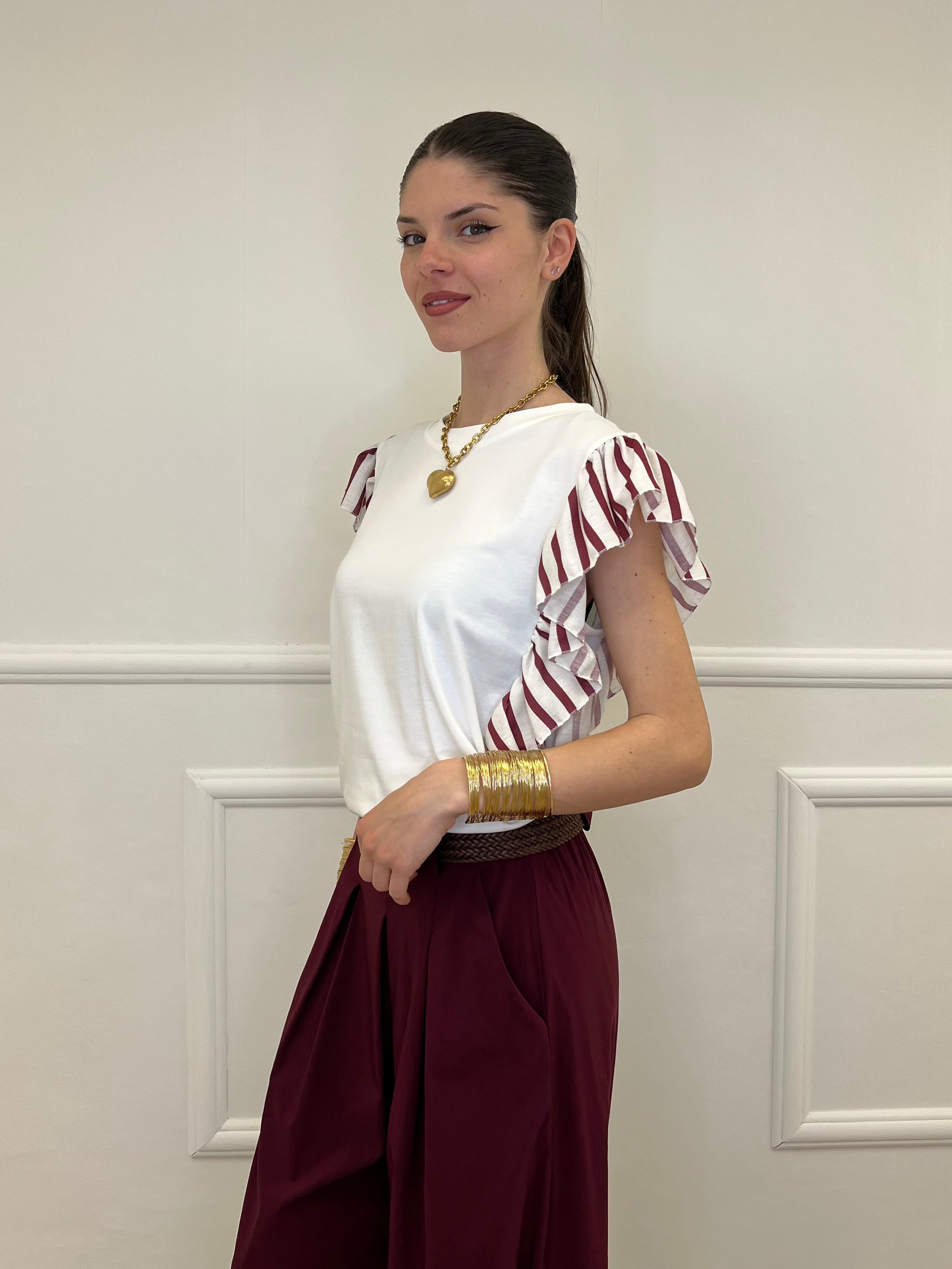 T-shirt Maniche a Righe 1960 Bordeaux