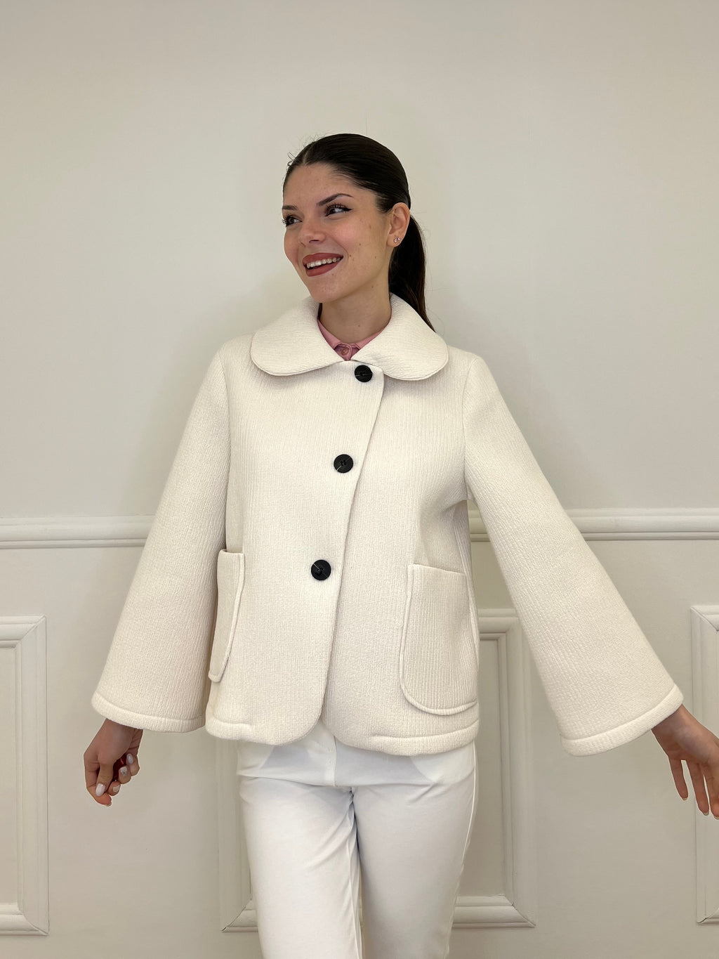 Giacca Neoprene Colletto 26088 Panna