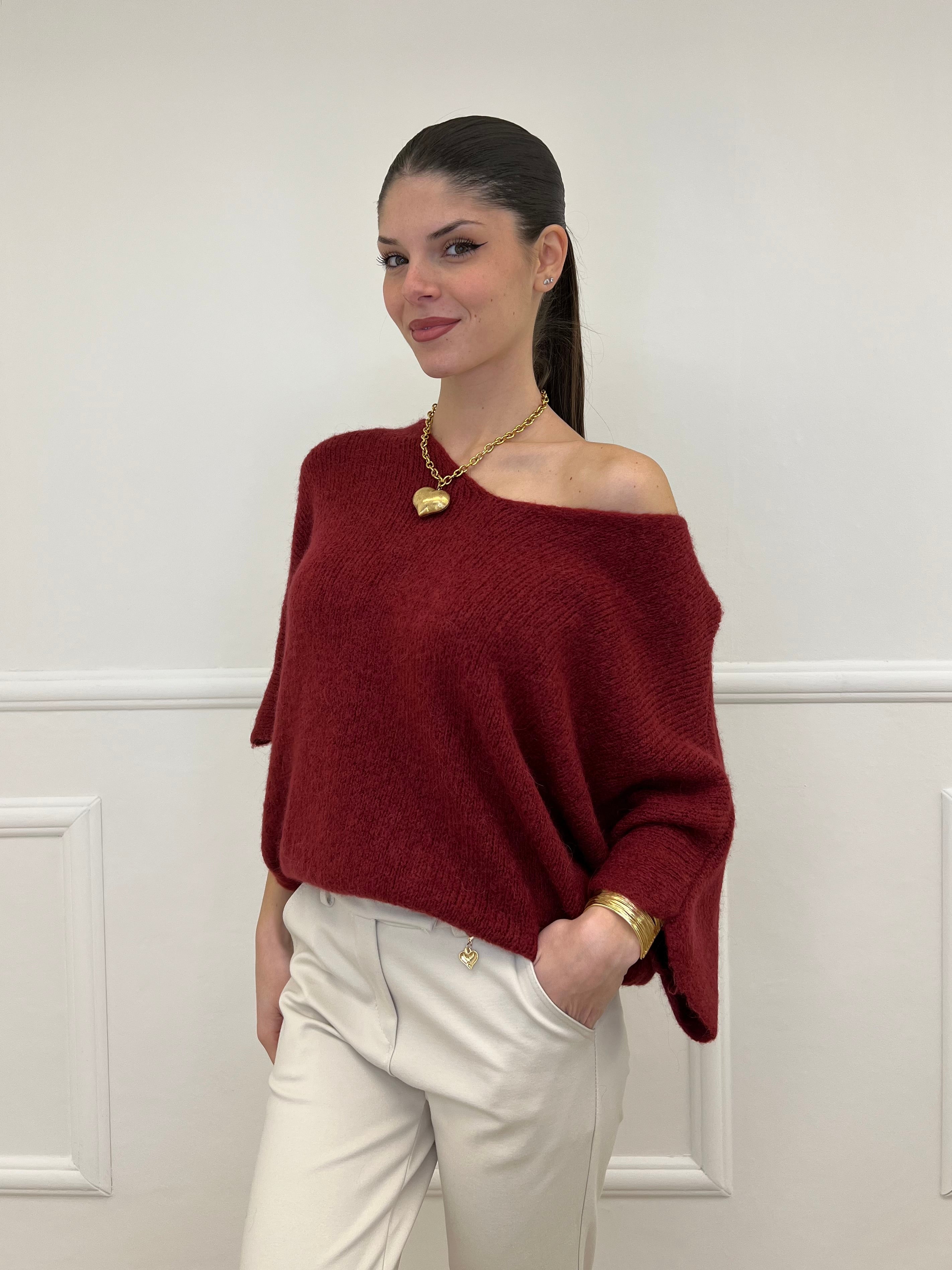 Maglia 3/4 Alpaca 10282 Bordeaux