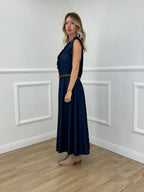 Abito Lungo Chambray Rouches 2631 Blu