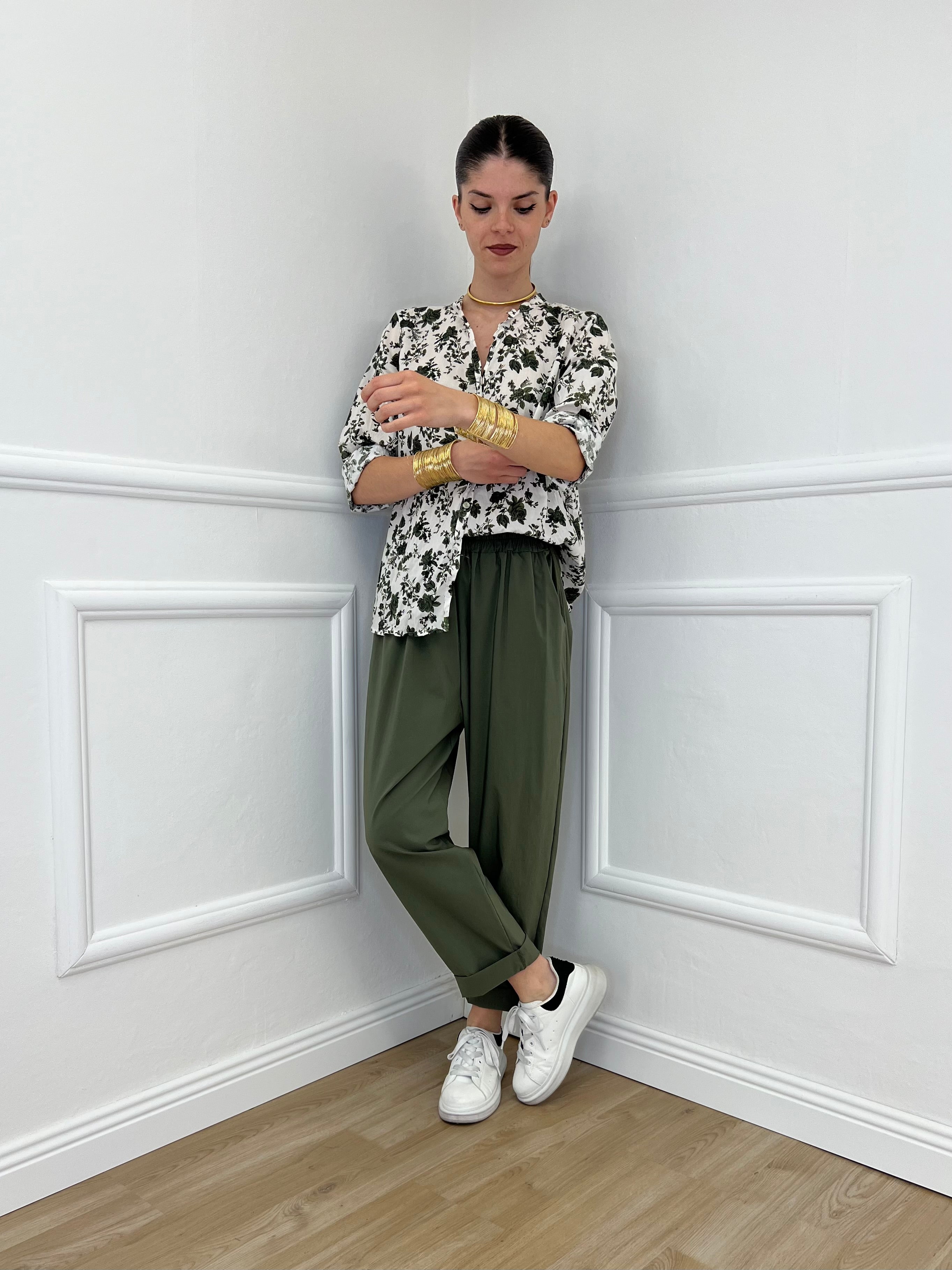 Camicia Fiori Coreana 2588-2 Verde