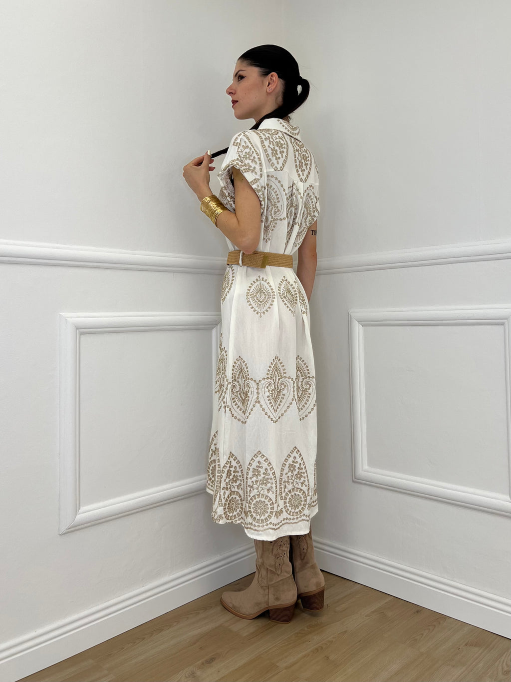 Abito Aletta Ricami Lurex 18148 Panna