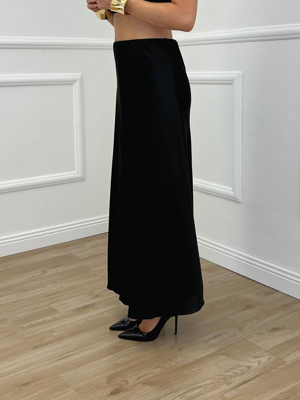Gonna Longuette Satin 2236 Nero
