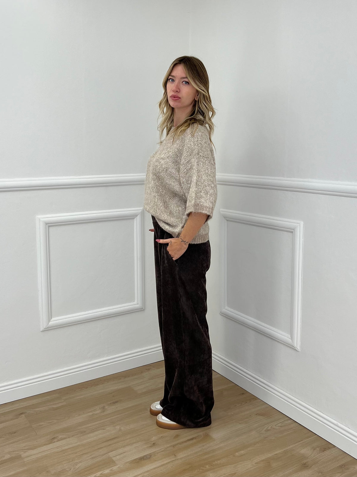Maglia Scatoletta Lana Pailettes 5561 Ecru