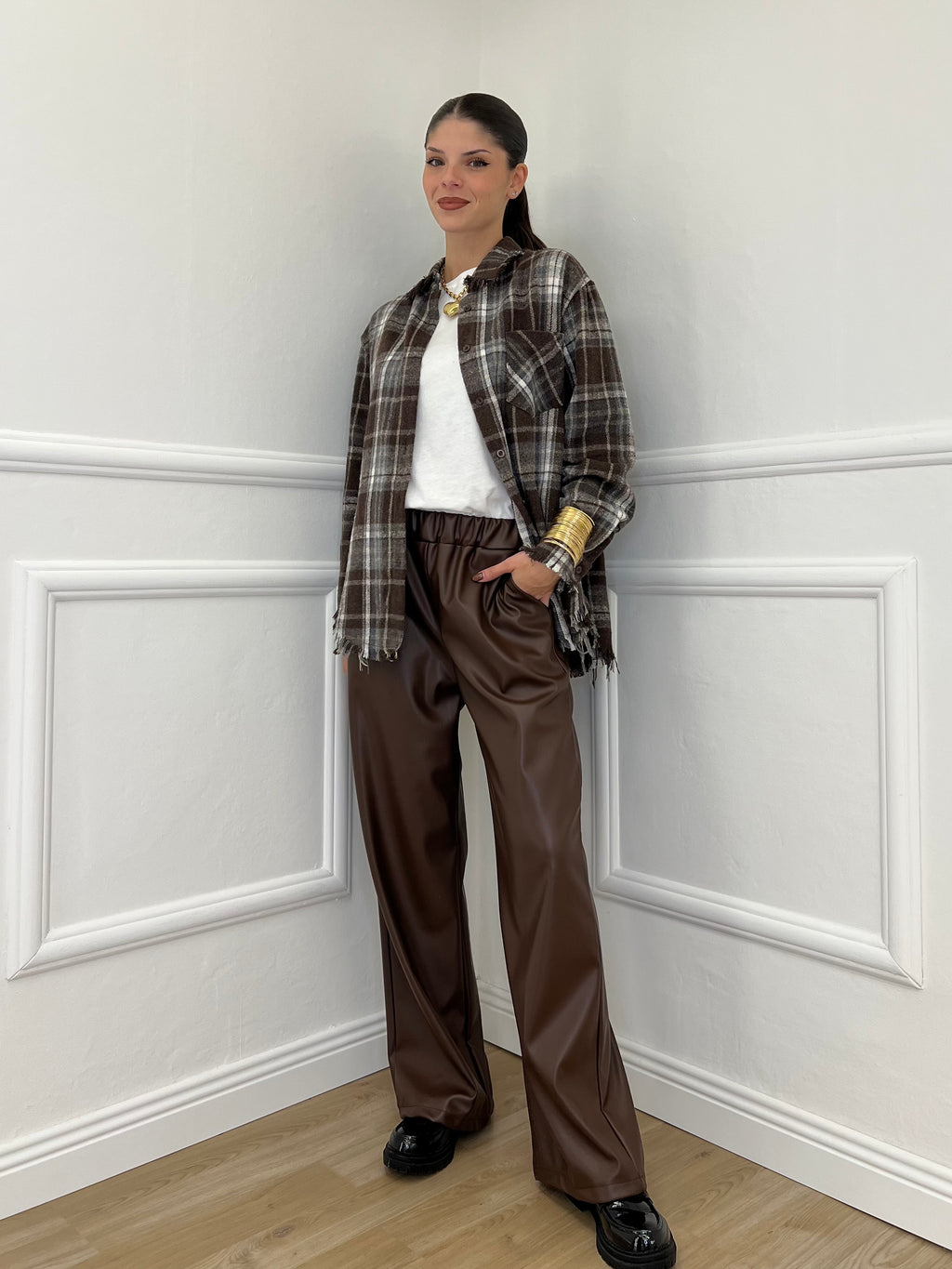 Pantalone Ecopelle 8043 Marrone