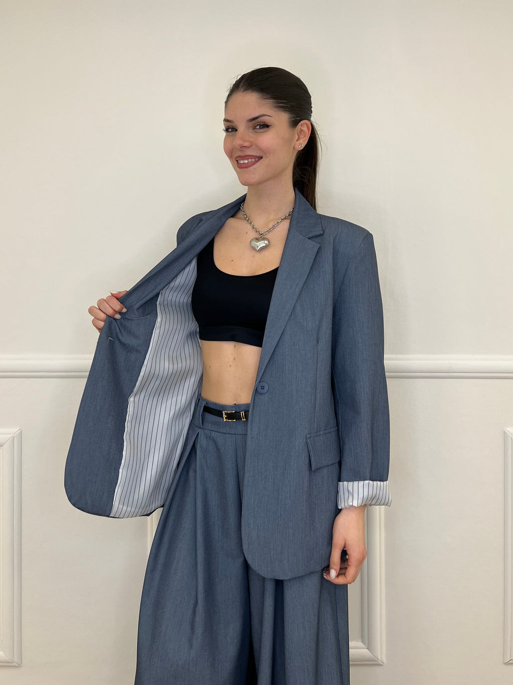 Blazer Con Fodera Gessata 216401 Avio