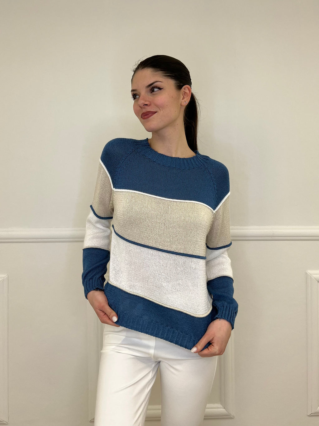 Maglia a Righe Profili 25031 Blu