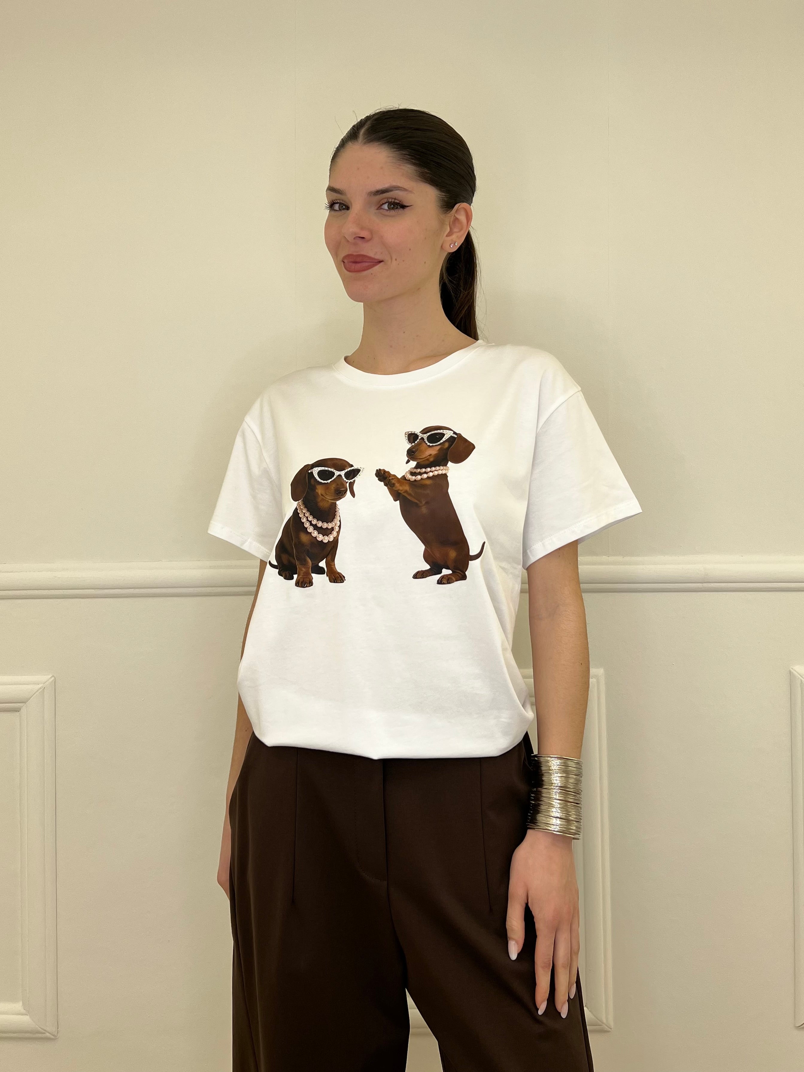 T-shirt Over Bassotti Occhiali e Strass