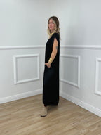 Vestito In Raso di Viscosa A00850 Nero