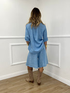 Bermuda 100% Lino 595 Azzurro