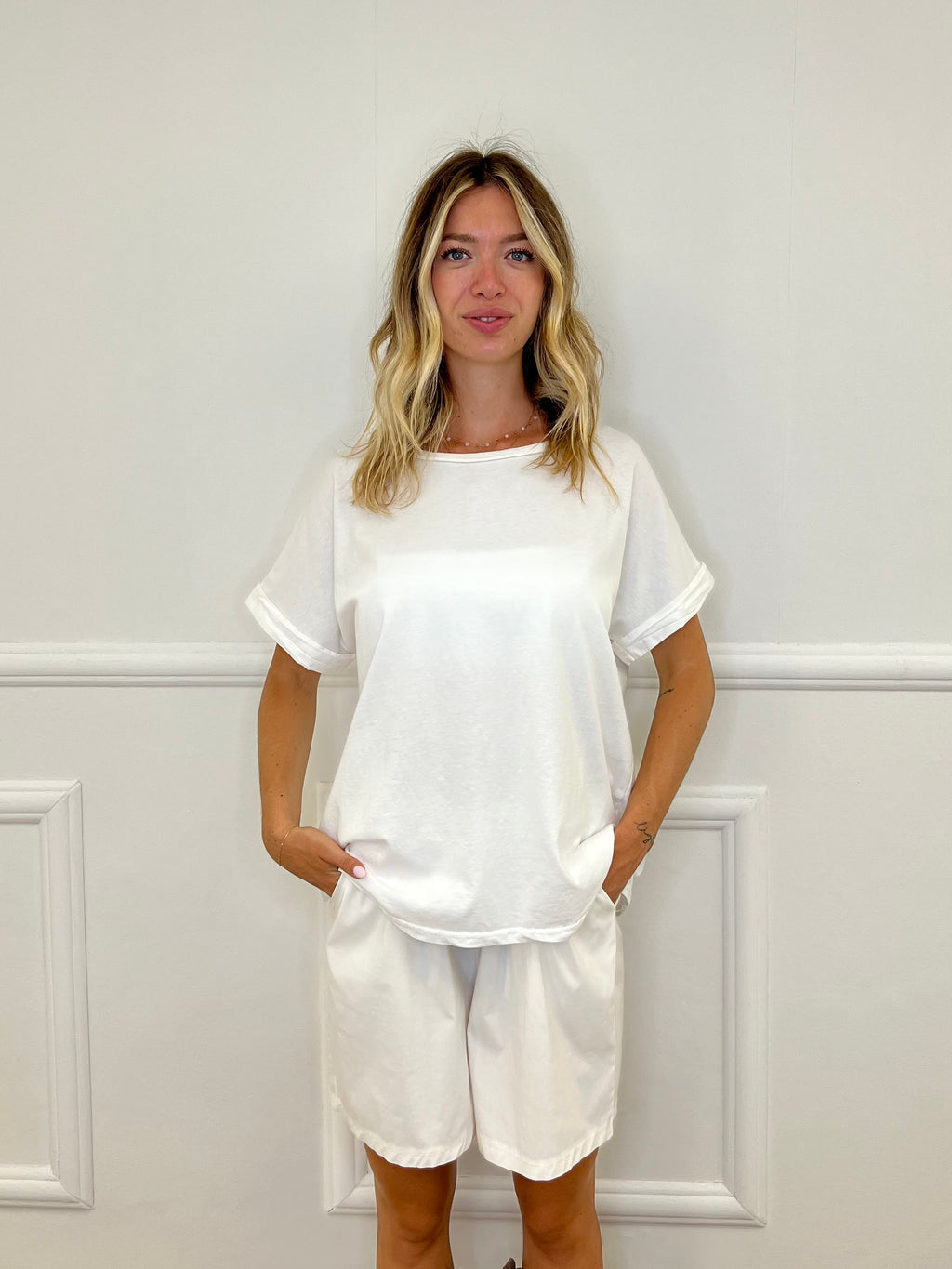 T-shirt Bottoncini 1302 Bianco
