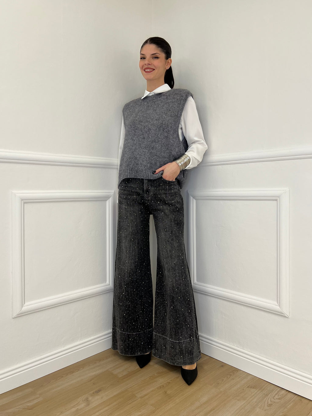 Gilet Kid Mohair 5218 Grigio