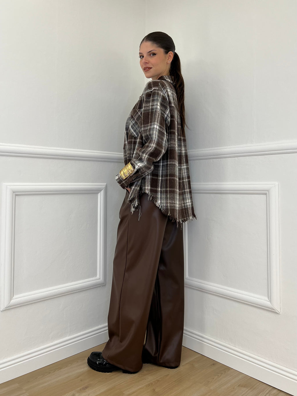 Pantalone Ecopelle 8043 Marrone